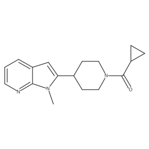 1-cyclopropanecarbonyl-4-{1-methyl-1H-pyrrolo[2,3-b]pyridin-2-yl}piperidine结构式