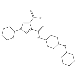 1h-Pyrazole-3-carboxamide,4-nitro-1-(tetrahydro-2h-pyran-2-yl)-n-[trans-4-[(tetrahydro-2h-pyran-2-yl)oxy]cyclohexyl]-结构式