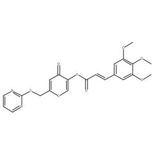 (E)-4-oxo-6-((pyrimidin-2-ylthio)methyl)-4H-pyran-3-yl 3-(3,4,5-trimethoxyphenyl)acrylate结构式