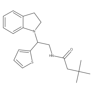N-(2-(indolin-1-yl)-2-(thiophen-2-yl)ethyl)-3,3-dimethylbutanamide Structure