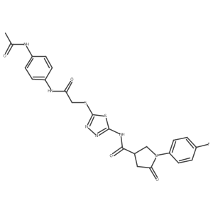N-[5-({[(4-acetamidophenyl)carbamoyl]methyl}sulfanyl)-1,3,4-thiadiazol-2-yl]-1-(4-fluorophenyl)-5-oxopyrrolidine-3-carboxamide Structure