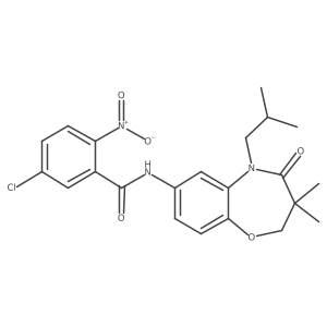 5-chloro-N-(5-isobutyl-3,3-dimethyl-4-oxo-2,3,4,5-tetrahydrobenzo[b][1,4]oxazepin-7-yl)-2-nitrobenzamide结构式