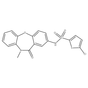 5-chloro-N-(10-methyl-11-oxo-10,11-dihydrodibenzo[b,f][1,4]oxazepin-2-yl)thiophene-2-sulfonamide结构式