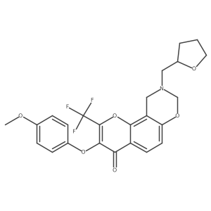 3-(4-methoxyphenoxy)-9-((tetrahydrofuran-2-yl)methyl)-2-(trifluoromethyl)-9,10-dihydrochromeno[8,7-e][1,3]oxazin-4(8H)-one Structure