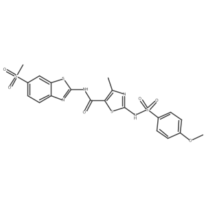 5-Thiazolecarboxamide, 2-[[(4-methoxyphenyl)sulfonyl]amino]-4-methyl-N-[6-(methylsulfonyl)-2-benzothiazolyl]- Structure