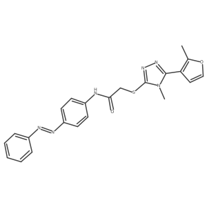 2-[[4-methyl-5-(2-methylfuran-3-yl)-1,2,4-triazol-3-yl]sulfanyl]-N-(4-phenyldiazenylphenyl)acetamide结构式
