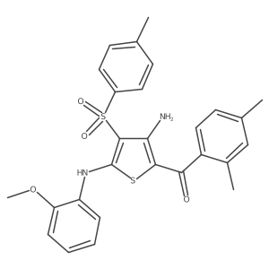 (3-Amino-5-((2-methoxyphenyl)amino)-4-tosylthiophen-2-yl)(2,4-dimethylphenyl)methanone结构式