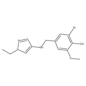 2-Bromo-4-{[(1-ethyl-1H-pyrazol-4-yl)amino]methyl}-6-methoxyphenol Structure