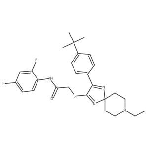 2-((3-(4-(tert-butyl)phenyl)-8-ethyl-1,4,8-triazaspiro[4.5]deca-1,3-dien-2-yl)thio)-N-(2,4-difluorophenyl)acetamide Structure