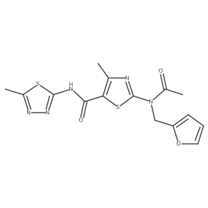 2-[acetyl(furan-2-ylmethyl)amino]-4-methyl-N-[(2E)-5-methyl-1,3,4-thiadiazol-2(3H)-ylidene]-1,3-thiazole-5-carboxamide结构式