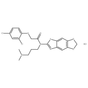 N-([1,3]dioxolo[4',5':4,5]benzo[1,2-d]thiazol-6-yl)-2-(2,4-dichlorophenoxy)-N-(3-(dimethylamino)propyl)acetamide hydrochloride结构式