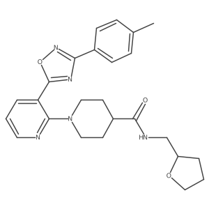 1-{3-[3-(4-methylphenyl)-1,2,4-oxadiazol-5-yl]pyridin-2-yl}-N-[(oxolan-2-yl)methyl]piperidine-4-carboxamide结构式