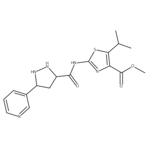 Methyl 5-propan-2-yl-2-[(5-pyridin-3-ylpyrazolidine-3-carbonyl)amino]-1,3-thiazole-4-carboxylate Structure