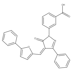 3-[4,5-Dihydro-5-oxo-3-phenyl-4-[(5-phenyl-2-furanyl)methylene]-1H-pyrazol-1-yl]benzoic acid结构式