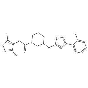 2-(3,5-Dimethylisoxazol-4-yl)-1-(3-((3-(2-fluorophenyl)-1,2,4-oxadiazol-5-yl)methyl)piperidin-1-yl)ethanone结构式