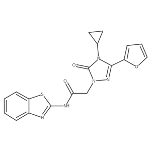 N-(benzo[d]thiazol-2-yl)-2-(4-cyclopropyl-3-(furan-2-yl)-5-oxo-4,5-dihydro-1H-1,2,4-triazol-1-yl)acetamide结构式
