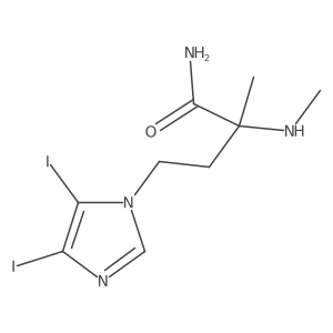 4-(4,5-diiodo-1H-imidazol-1-yl)-2-methyl-2-(methylamino)butanamide结构式