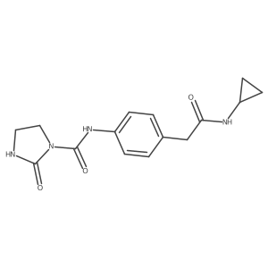 N-(4-(2-(cyclopropylamino)-2-oxoethyl)phenyl)-2-oxoimidazolidine-1-carboxamide结构式