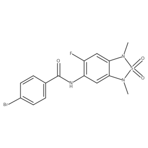 4-bromo-N-(6-fluoro-1,3-dimethyl-2,2-dioxido-1,3-dihydrobenzo[c][1,2,5]thiadiazol-5-yl)benzamide结构式