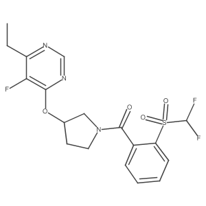 (2-((Difluoromethyl)sulfonyl)phenyl)(3-((6-ethyl-5-fluoropyrimidin-4-yl)oxy)pyrrolidin-1-yl)methanone结构式