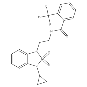 N-[2-(3-cyclopropyl-2,2-dioxo-1,3-dihydro-2lambda6,1,3-benzothiadiazol-1-yl)ethyl]-2-(trifluoromethyl)benzamide Structure