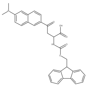 (R)-2-((((9H-fluoren-9-yl)methoxy)carbonyl)amino)-4-(6-(dimethylamino)naphthalen-2-yl)-4-oxobutanoic acid Structure