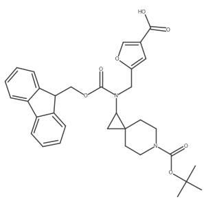 5-[({6-[(tert-butoxy)carbonyl]-6-azaspiro[2.5]octan-1-yl}({[(9H-fluoren-9-yl)methoxy]carbonyl})amino)methyl]furan-3-carboxylic acid Structure