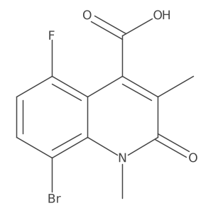 8-Bromo-5-fluoro-1,3-dimethyl-2-oxo-1,2-dihydroquinoline-4-carboxylic acid结构式