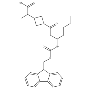2-{1-[(3R)-3-({[(9H-fluoren-9-yl)methoxy]carbonyl}amino)heptanoyl]azetidin-3-yl}propanoic acid结构式