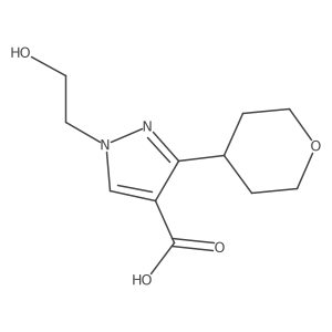 1-(2-Hydroxyethyl)-3-(oxan-4-yl)pyrazole-4-carboxylic acid Structure