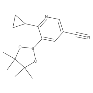 6-Cyclopropyl-5-(4,4,5,5-tetramethyl-1,3,2-dioxaborolan-2-yl)nicotinonitrile Structure