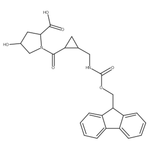 (2S,4R)-1-[(1RS,2SR)-2-[({[(9H-fluoren-9-yl)methoxy]carbonyl}amino)methyl]cyclopropanecarbonyl]-4-hydroxypyrrolidine-2-carboxylic acid结构式