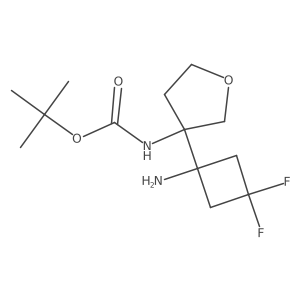tert-butyl N-[3-(1-amino-3,3-difluorocyclobutyl)oxolan-3-yl]carbamate结构式