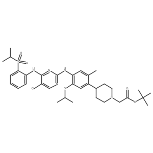 tert-Butyl 2-(4-(4-((5-chloro-4-((2-(isopropylsulfonyl)phenyl)amino)pyrimidin-2-yl)amino)-5-isopropoxy-2-methylphenyl)piperidin-1-yl)acetate Structure