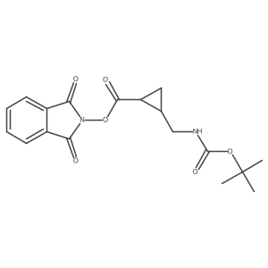 rac-1,3-dioxo-2,3-dihydro-1H-isoindol-2-yl (1R,2S)-2-({[(tert-butoxy)carbonyl]amino}methyl)cyclopropane-1-carboxylate结构式