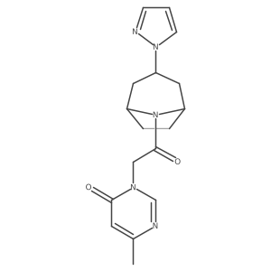 6-methyl-3-{2-oxo-2-[3-(1H-pyrazol-1-yl)-8-azabicyclo[3.2.1]octan-8-yl]ethyl}-3,4-dihydropyrimidin-4-one结构式