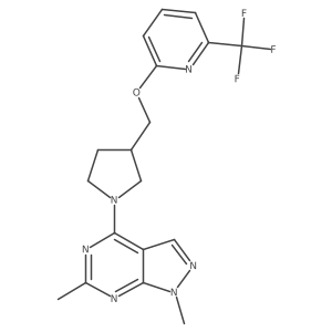2-[(1-{1,6-dimethyl-1H-pyrazolo[3,4-d]pyrimidin-4-yl}pyrrolidin-3-yl)methoxy]-6-(trifluoromethyl)pyridine结构式