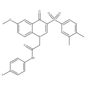 2-(3-((3,4-dimethylphenyl)sulfonyl)-6-methoxy-4-oxoquinolin-1(4H)-yl)-N-(4-fluorophenyl)acetamide结构式
