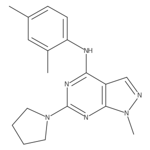 N-(2,4-dimethylphenyl)-1-methyl-6-(pyrrolidin-1-yl)-1H-pyrazolo[3,4-d]pyrimidin-4-amine结构式