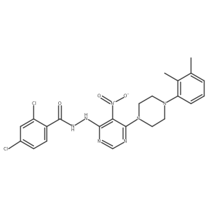 2,4-Dichlorobenzoic acid 2-[6-[4-(2,3-dimethylphenyl)-1-piperazinyl]-5-nitro-4-pyrimidinyl]hydrazide Structure