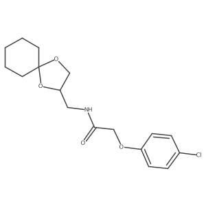 2-(4-chlorophenoxy)-N-({1,4-dioxaspiro[4.5]decan-2-yl}methyl)acetamide结构式
