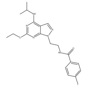 N-(2-(6-(ethylthio)-4-(isopropylamino)-1H-pyrazolo[3,4-d]pyrimidin-1-yl)ethyl)-4-fluorobenzamide Structure