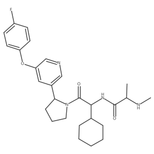 (2S)-N-[(1S)-1-cyclohexyl-2-[(2S)-2-[5-(4-fluorophenoxy)pyridin-3-yl]pyrrolidin-1-yl]-2-oxoethyl]-2-(methylamino)propanamide Structure