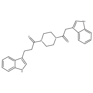 3-(1H-indol-3-yl)-1-[4-(1H-indol-3-ylacetyl)piperazin-1-yl]propan-1-one结构式