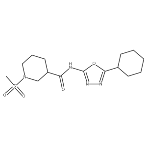 N-(5-cyclohexyl-1,3,4-oxadiazol-2-yl)-1-(methylsulfonyl)piperidine-3-carboxamide结构式