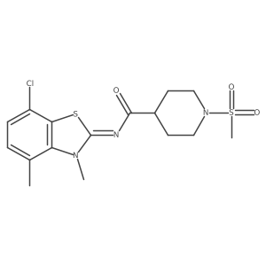 (E)-N-(7-chloro-3,4-dimethylbenzo[d]thiazol-2(3H)-ylidene)-1-(methylsulfonyl)piperidine-4-carboxamide Structure