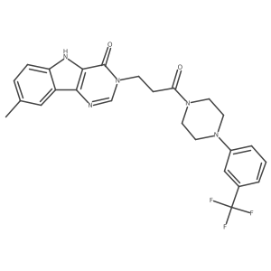 Cc1ccc2[nH]c3c(=O)n(CCC(=O)N4CCN(c5cccc(C(F)(F)F)c5)CC4)cnc3c2c1结构式