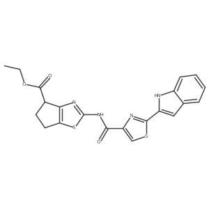 ethyl 2-(2-(1H-indol-2-yl)thiazole-4-carboxamido)-5,6-dihydro-4H-cyclopenta[d]thiazole-4-carboxylate结构式