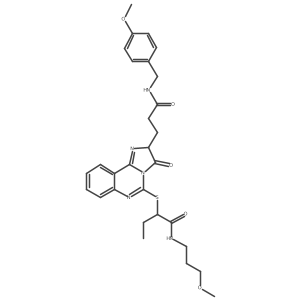2-{[2-(2-{[(4-methoxyphenyl)methyl]carbamoyl}ethyl)-3-oxo-2H,3H-imidazo[1,2-c]quinazolin-5-yl]sulfanyl}-N-(3-methoxypropyl)butanamide Structure