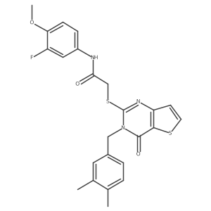 2-{[3-(3,4-dimethylbenzyl)-4-oxo-3,4-dihydrothieno[3,2-d]pyrimidin-2-yl]sulfanyl}-N-(3-fluoro-4-methoxyphenyl)acetamide结构式